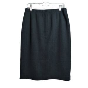 Luisa Spagnoli Black Ribbed Knit Elastic Waist Vent Pencil Skirt Office 50